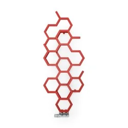 Grzejnik dekoracyjny pionowy Hex 1220x486 czerwony, podłączenie dolne