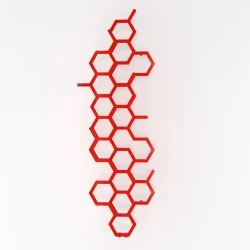 Grzejnik dekoracyjny pionowy Hex 1700x573 czerwony, podłączenie dolne