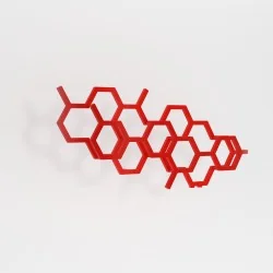 Grzejnik dekoracyjny poziomy Hex 502x1126 czerwony, podłączenie dolne prawe