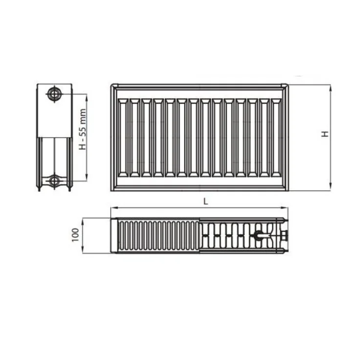 Grzejnik pokojowy panelowy CV22 600x1000 czarny 1673W