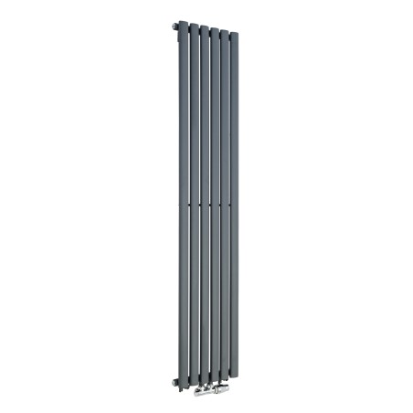 Grzejnik dekoracyjny Ultimate pojedynczy 160x36cm antracytowy z zaworem zespolonym Vario Term Twins prawym chromowanym