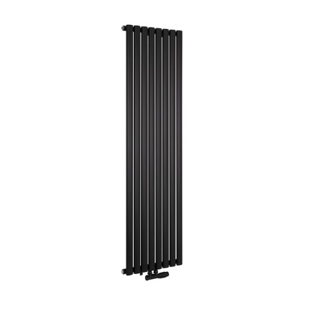 Grzejnik dekoracyjny Ultimate pojedynczy 160x48cm czarny matowy z zaworem zespolonym Multiflow prawym czarnym