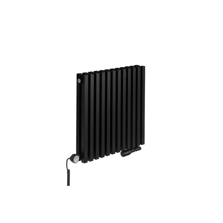 Grzejnik dekoracyjny elektryczny EXTREME 575x600, grzałka SQUARE, czarny, lewy