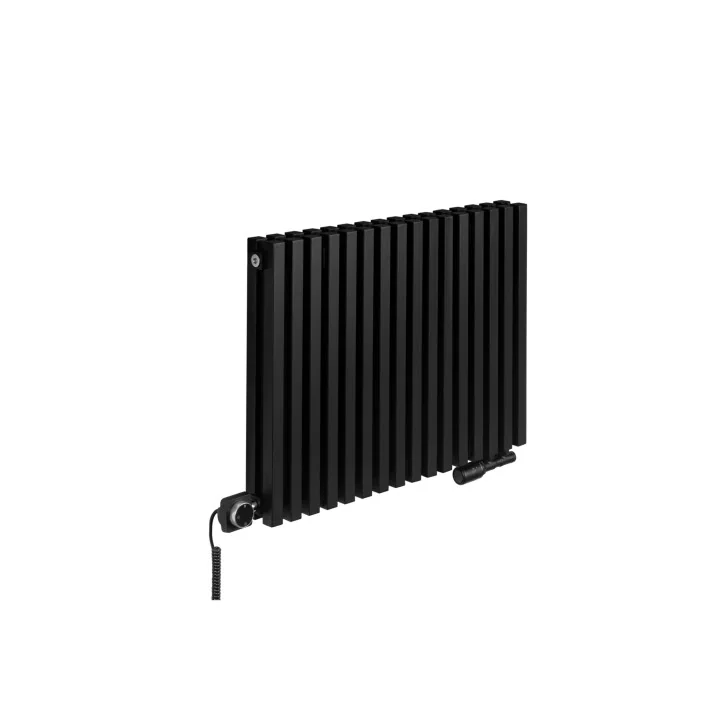 Grzejnik dekoracyjny elektryczny EXTREME 575x800, grzałka SQUARE, czarny, lewy