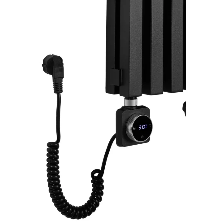 Grzejnik dekoracyjny elektryczny EXTREME 1600x240, grzałka SQUARE, czarny, lewy