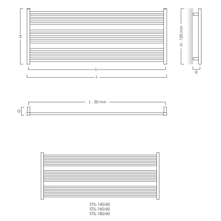 Grzejnik łazienkowy poziomy Pasat PAS-800x555-W biały